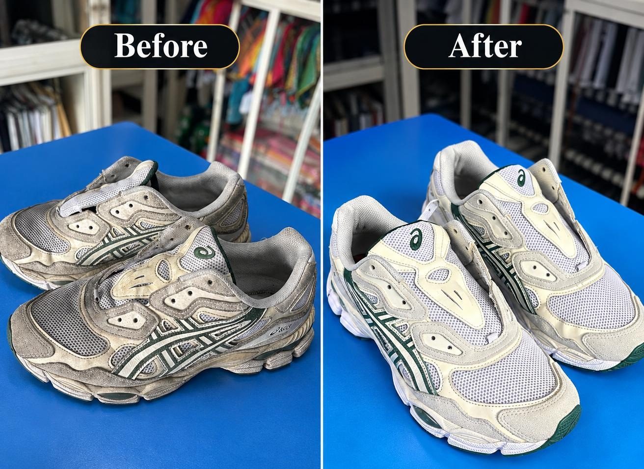 Before and after premium leather and shoe care